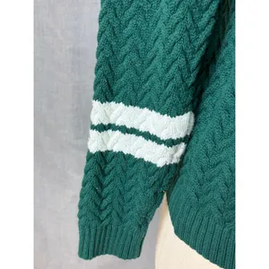 Janie and Jack Green Textured Knit Sweater White Stripe Sleeve Size‎ 12 thumbnail 2