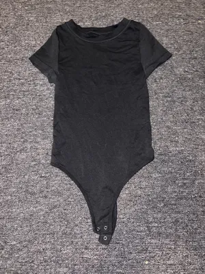 Wild Fable Short-Sleeve, Solid Black Bodysuit XXS thumbnail 1