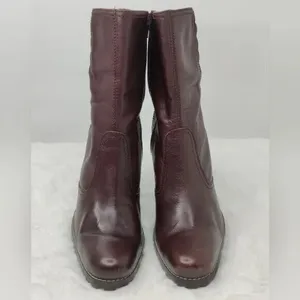 Steve Madden Vintage Brown Leather Heeled Booties Sz 7.5M thumbnail 5