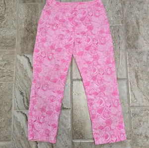 Lilly Pulitzer Womens Pink Seashell Cropped Straight Leg Pants Size 4 thumbnail 3