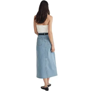 Madewell Denim Midi Jean Skirt Front Slit‎ Light Wash Size 26 thumbnail 2