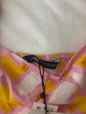 ZARA Yellow Pink Puff Print Sleeve Bodysuit thumbnail 4