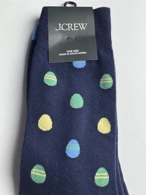 J. Crew Navy Dress Socks with Multicolor Polka Egg Dots Graphic Socks thumbnail 4