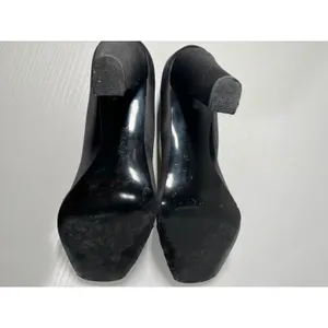 AK Anne Klein Aktaran Black Satin Peep Toe Block Heel Pumps Size‎ 6.5M thumbnail 8