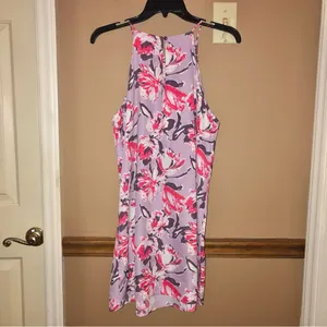 Pink Lily Floral High square‎ Halter Neck Dress Purple Medium thumbnail 2