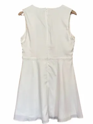 NWT Lulus Florentia White Crochet Skater Mini Dress - Size: Large thumbnail 6