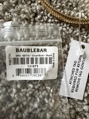 BaubleBar Gold Stretchy Bracelet with Pave Rhinestone Heart thumbnail 3