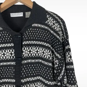 Vintage Carolyn Taylor Women’s Medium Black Cardigan Heart Floral Cottagecore thumbnail 3