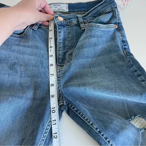 NWT Free People Womens Great Heights Skinny Jeans Frayed Hem‎ Blue thumbnail 10