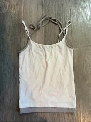 Out From Under White & Gray Layered Halter Cami Top – Small thumbnail 4