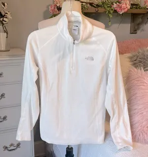 The North Face Lightweight Pullover White Long Sleeve Fleece Top Womens Medium thumbnail 1