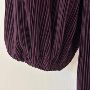 ASTR‎ the Label Plum Purple Plisse Pleated Knot Blouse Puff Shoulder Size Small thumbnail 6