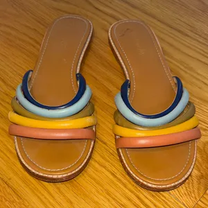 Madewell Colorblock Leather Slide Sandals - Multi thumbnail 1