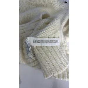 Zara Women Ivory Textured Knit Turtleneck Sweater M Shoulder Buttons Ribbed Hem thumbnail 7