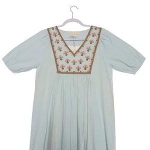 Ex Voto Embroidered Maxi Dress SMALL Hayes in Whispering Blue NEW NWT thumbnail 2
