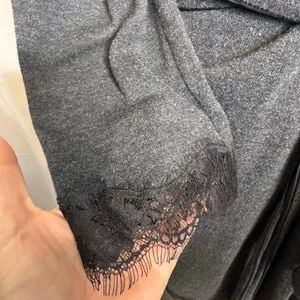 Victoria's Secret Wrap Robe M/L Charcoal Gray Lace Trim Belted thumbnail 4