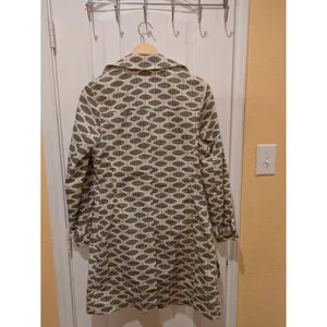 GAP Trench Coat, Geo Print, Ivory, Black & Tan, Sz: XS No Belt thumbnail 10