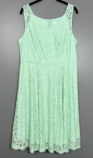 Dressystar Mint Green Lace Dress Coquette Romantic - 2XL - Women's Plus Size thumbnail 1