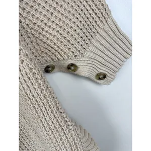 J.Crew Women’s Size XS Cozy Knit Turtleneck Poncho Sweater 100% Cotton Camel thumbnail 5