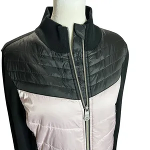 Alp-n-Rock Quilted Puffer Knit Jacket Light Pink Black Zip Up Women’s M thumbnail 3