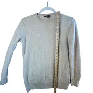 Hilary Radley Cashmere Oatmeal Beige Crewneck Sweater Womens S Minimalist‎ Chic thumbnail 7