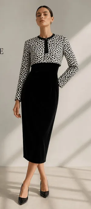 AGB Black Velvet and Animal Print Dress size 8 with Matching Bolero Jacket Size thumbnail 1
