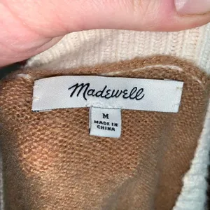 Madewell tan & cream color block grandpa M cardigan thumbnail 3
