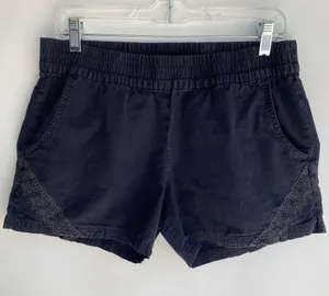 Prana black organic cotton embroidered mid rise shorts boho outdoorsy M thumbnail 1