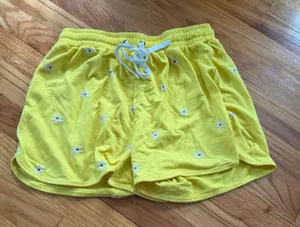 Jane and Bleecker Daisy Shorts Yellow Medium Boho Floral Summer Lounge Casual thumbnail 1