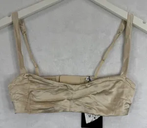 Zara Womens Mulberry Silk Satin Bralette Crop Top Champagne Beige M 1918/809‎ thumbnail 1