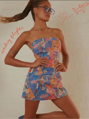 Peppermayo Catching Flights Postcard Mini Tube Dress thumbnail 1