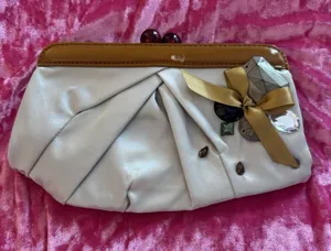 Simply Vera Wang Clutch Tan Gold Embellished Purse Formal Going Out thumbnail 1