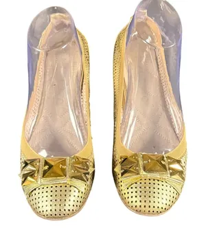 Staccato Gold Perforated Studded Ballet kitten heel Women‎ Size 39 thumbnail 1