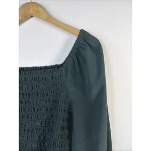 MADEWELL Womens large Lucie Bubble Sleeve Smocked Top Dark Green bohemian y2k thumbnail 5
