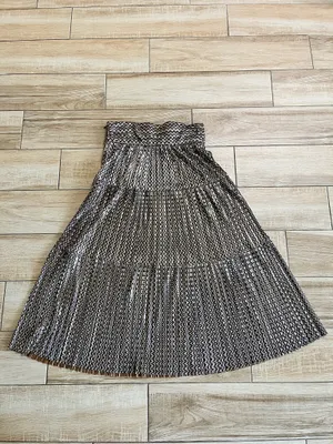 Womens NWT ba&sh Gold Shimmer Pleated Midi Skirt - 2/M thumbnail 4