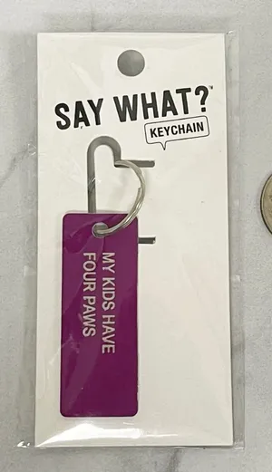 About Face "My Kids Have Four Paws" Purple Keychain Pet Parent ✨ thumbnail 1