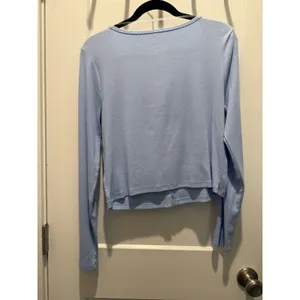 Women’s A New Day Slim Fit Long Sleeve Button Front T-Shirt Medium Light Blue thumbnail 4