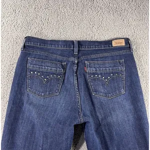 Levi's Bootcut Jeans Women‎ 34x31 Dark Wash Studded y2k Boho Cowgirl Western Indie thumbnail 7