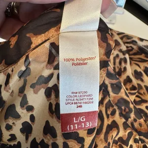 No Boundaries Leopard Print Sheer Blouse Women Large Brown Black Layer Tunic Top thumbnail 7
