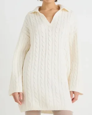 Abercrombie And Fitch Womens Cream Cable Knit Sweater Mini Dress Xs thumbnail 1