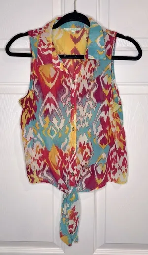 Chord Women’s sleeveless tie front top - Multicolored - Size Medium thumbnail 1