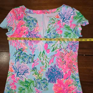 Lilly Pulitzer Blue Floral Midi Dress with Pink & Green Accents thumbnail 6