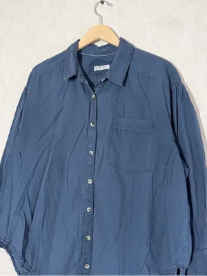 We The Free Women’s Happy Hour Button Down Shirt Longsleeve Oversized in Navy XL thumbnail 3