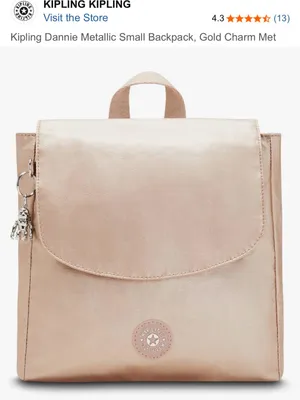 Kipling Dannie Metallic Small Backpack Gold Charm Metallic Convertible Bag thumbnail 3