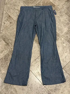 Old Navy Sweetheart Chambray Pant NEW Mid Rise Straight Leg 100% Cotton Size 14 thumbnail 2