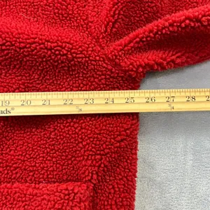 American Eagle Womens Large Fleece Teddy Jacket Red Full-Zip Pouch Pockets Cozy thumbnail 5