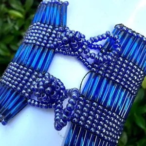 Blue beaded wide beaded bracelet thumbnail 2