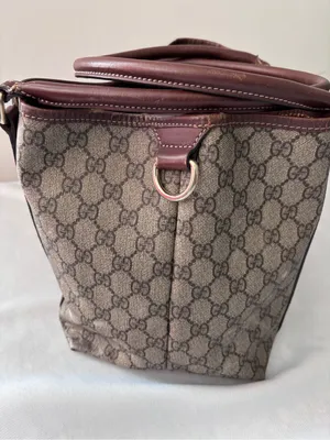 Authentic Gucci GG Supreme Monogram Coated Canvas Brown Leather Large Tote Bag thumbnail 5