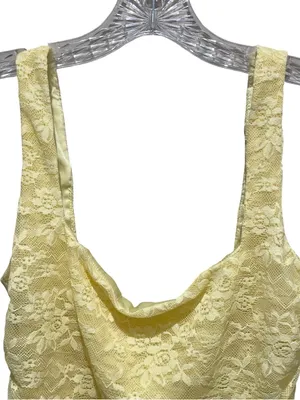 White Fox Let's Have Some Fun Lace Bustier Tank Top Lemon Yellow Size Small thumbnail 3
