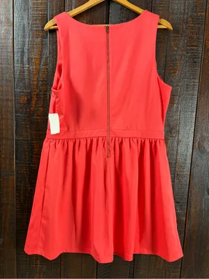 Maison Jules Deep Coral Fit & Flare Summer Dress with Pockets thumbnail 3